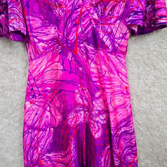 Vintage Liberty House Maxi Dress Womens 14 Purple Kiyomi Tropical Resort 60s 70s - Picture 3 of 15